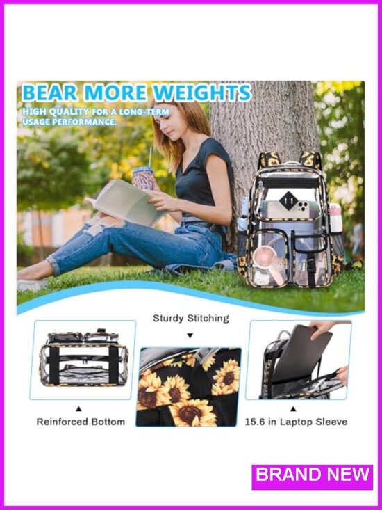 Clear Heavy Duty PVC Backpack for School Stadium Approved Laptop Bookbag main image 5